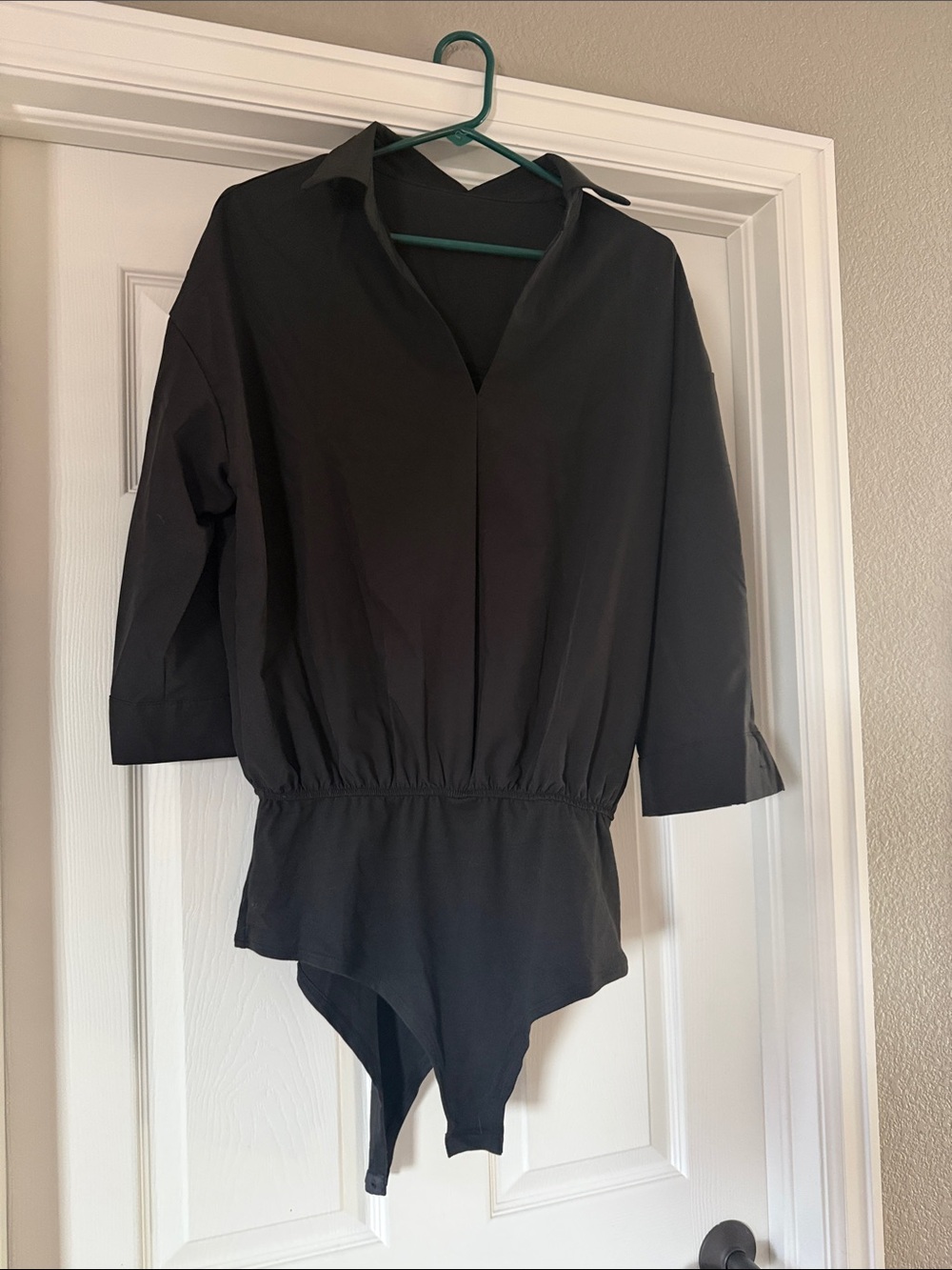 Black Collared Bodysuit Blouse